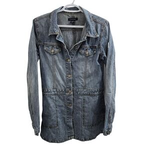Campus Crew Distressed Jean Jacket Size M
